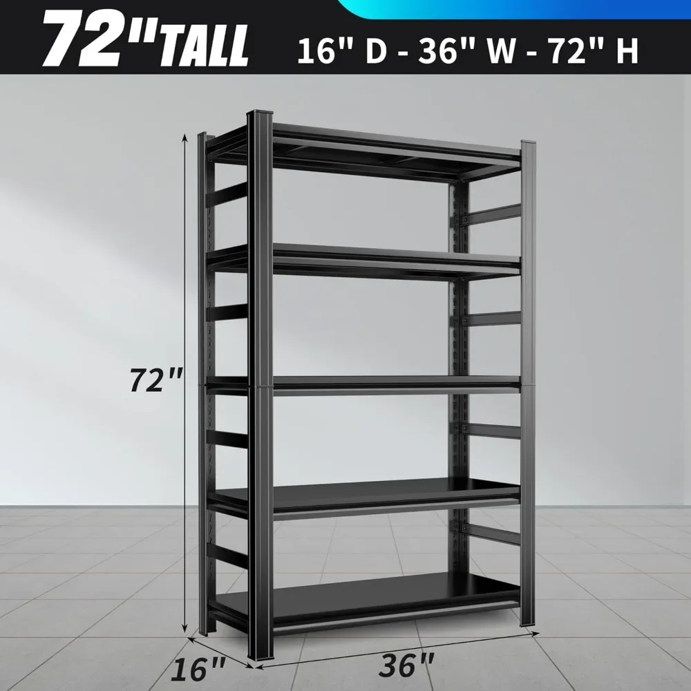 

Garage Shelving 2500LBS Heavy Duty Shelving Units and Storage Shelves Adjustable 5 Tier Metal Shelving for Kitchen,Utility Room