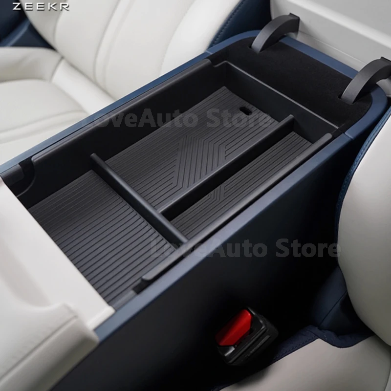 For ZEEKR 007 2024 Car TPE Central Armrest Storage Box Container Interior Stowing Tidying Flocking Accessories