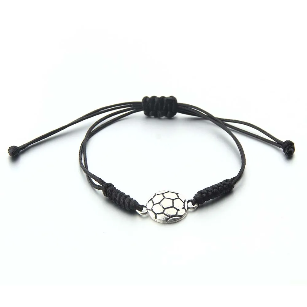 Free Delivery Shipping Items Alloy Football and Basketball Pendant Hand Woven Adjustable Leather Bracelet for The Party