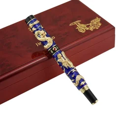 Handmade Jinhao Cloisonne Double Dragon Fountain Pen Iridium EF/F/M/Bent Nib Advanced Craft Writing Business Graduate Gift Pen