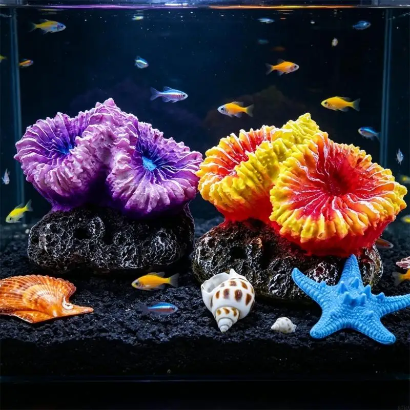 

Resin Realistic Corals Reef Underwater Ornaments For Aquarium FishTank Decoration With Stable Base Landscape Water Plant 87HA