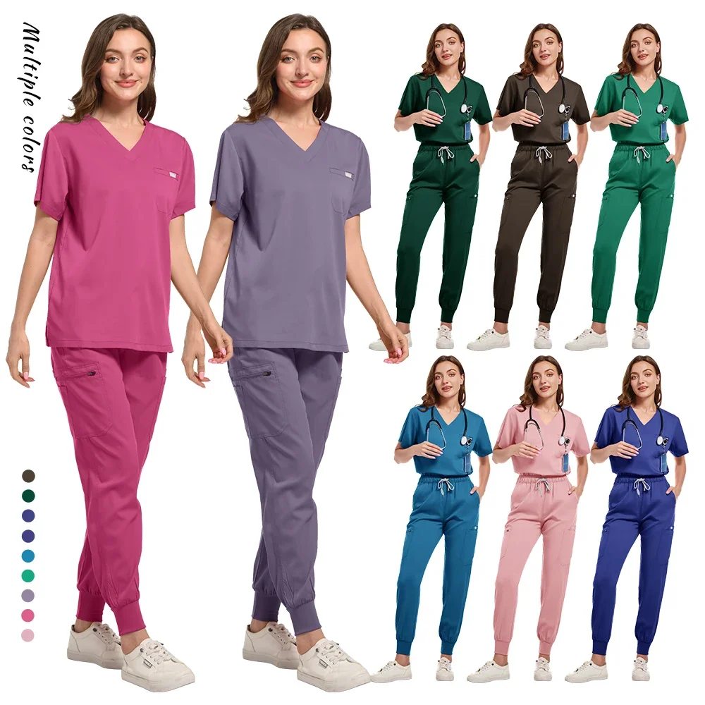 

Hot-selling medical uniform women's scrubbing set top pants hospital doctor nursing clothes surgery dental clinic work clothes