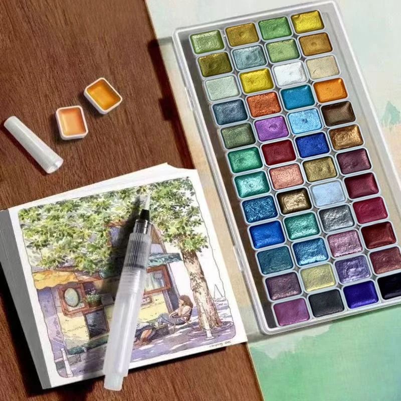 Metallisches Aquarellfarben-Set – tragbar, leicht, hochpigmentiert, Sternenhimmel-Farbtöne – ideal für Künstler, perfektes Weihnachtsgeschenk