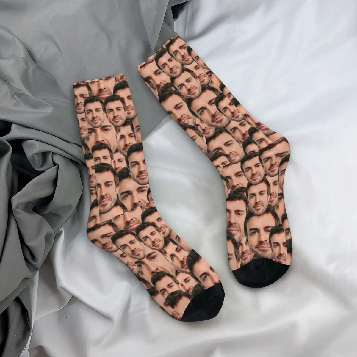 Fernando Alonso Head Design Crew Socks Product for Unisex Cozy Crew Socks