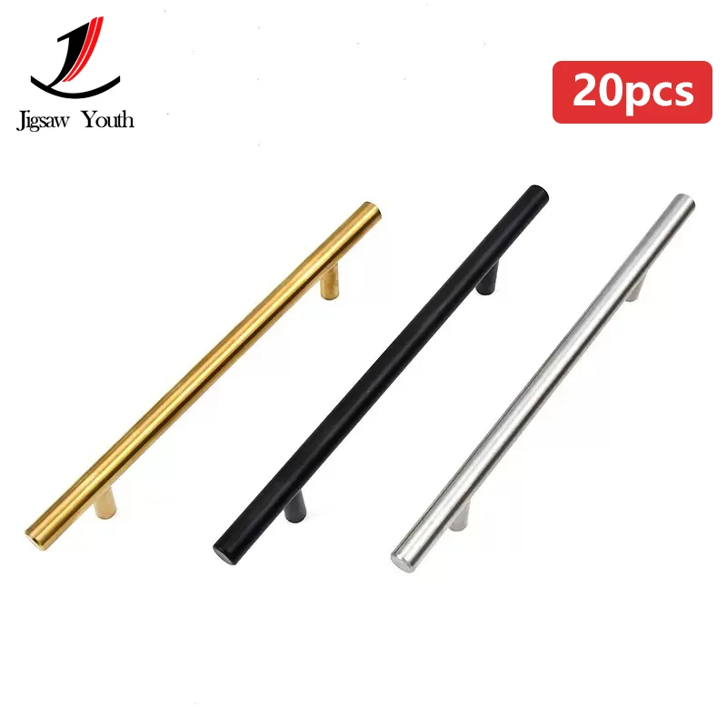 20Pcs 200mm Cabinet Handles Drawer Pulls Stainless Steel Cabinet Pulls Black Silver Kitchen Handles Cabinet Hardware for Drawers