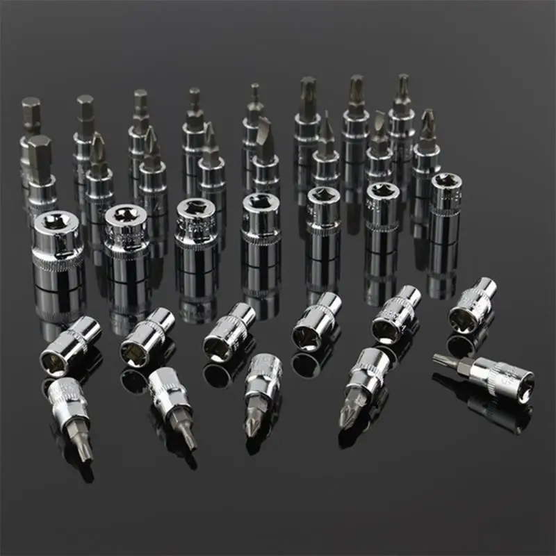 46pcs Wrench Socket Set Hardware Spanner Screwdriver Ratchet Wrench Kit Car Repairing Tool Combination Hand Tool with Carry Case
