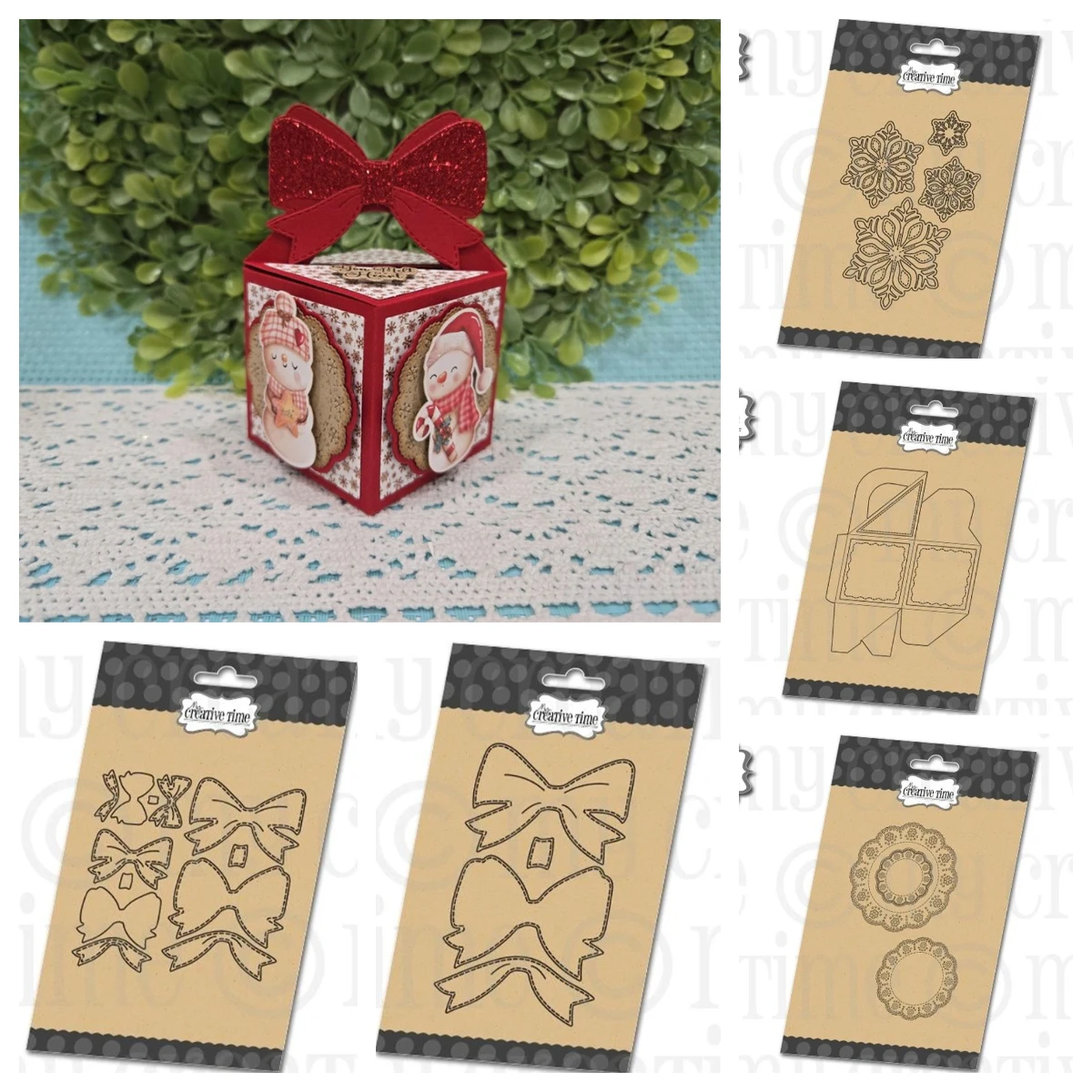 

Cute Bow Snowflake Belly Band Metal Cutting Dies Crafts Square Treat Box Die Cuts DIY Scrapbooking Photo Album Template Decor
