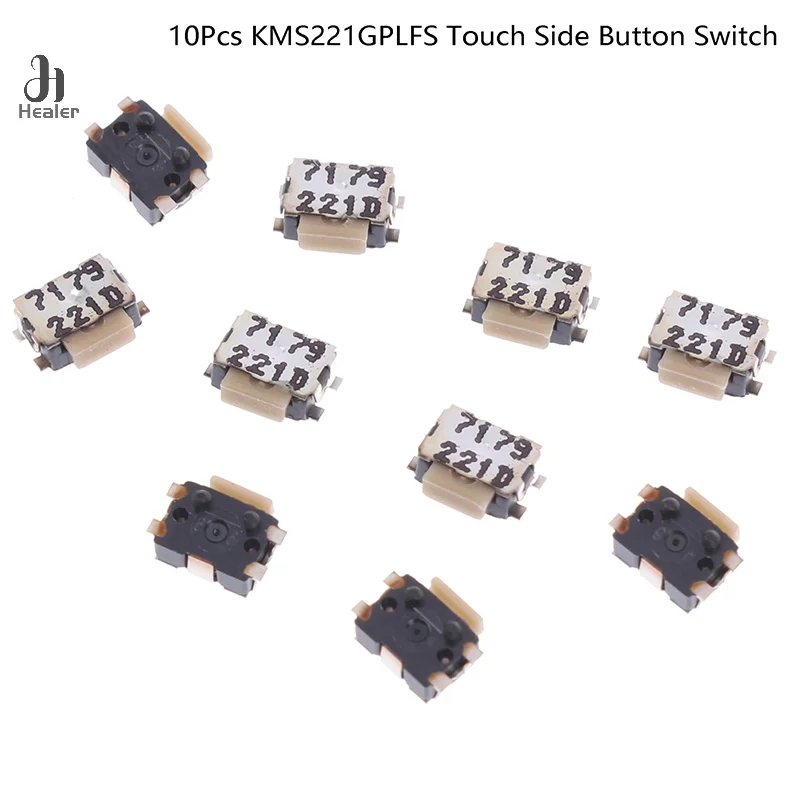 10Pcs KMS221GPLFS Flat Head Small Tortoise Touch Side Button Switch Patch 4 Feet Mobile Phone Camera Touch Button