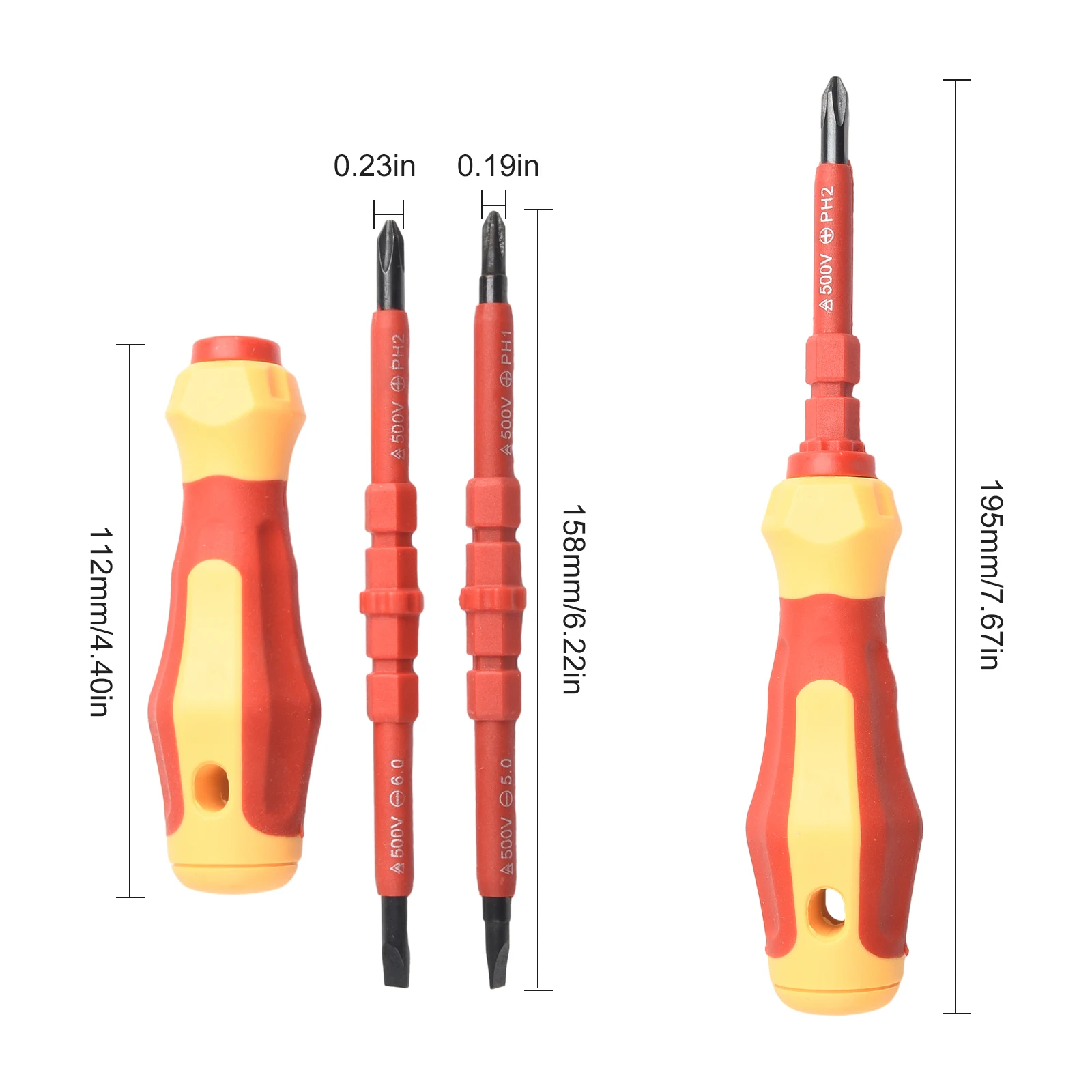 3Pcs/set 3-in-1 Insulated Screwdriver Set Multi-Purpose Electrician Screwdriver Bits Slotted Cross Head PH1 PH2 Repaire Tools