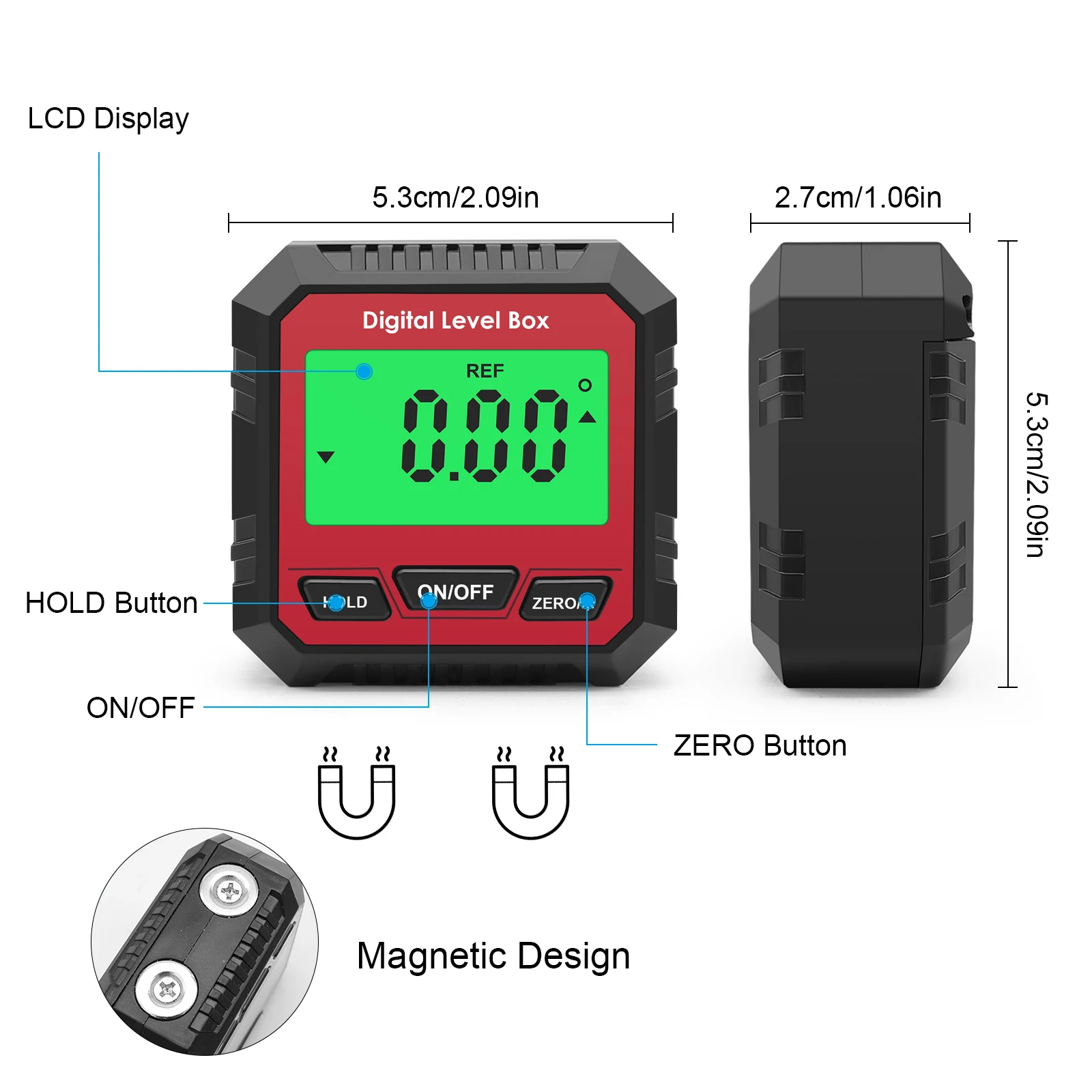 Mini Digital Level Box Angle Gauge Magnetic Protractor Inclinometer 360 Degree Woodworking Precision Backlight Measure Tool