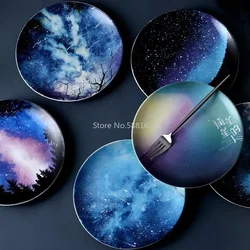 8 inch Starry Universe  Plate Set High Quality Ceramic Dishes Dessert Steak Bread Dinner Plates Sets Dish Kitchen Decor