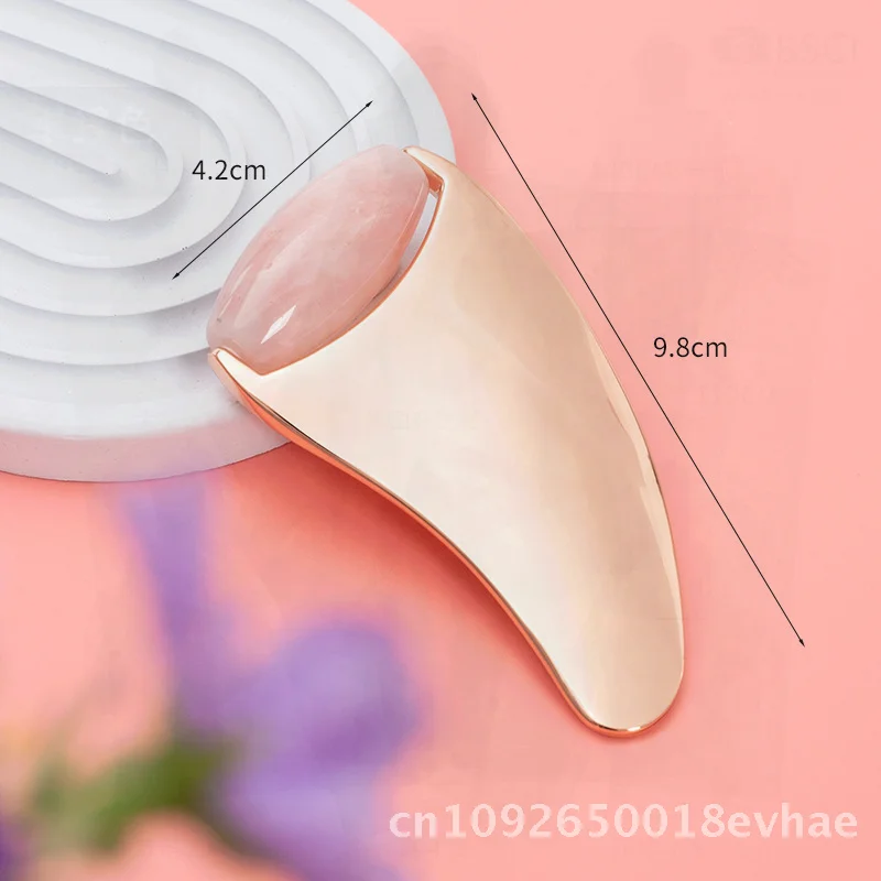 أداة تجميل لرفع لوح كشط معدني للوجه من اليشم للسفر المنزلي - كروم ذهبي وردي