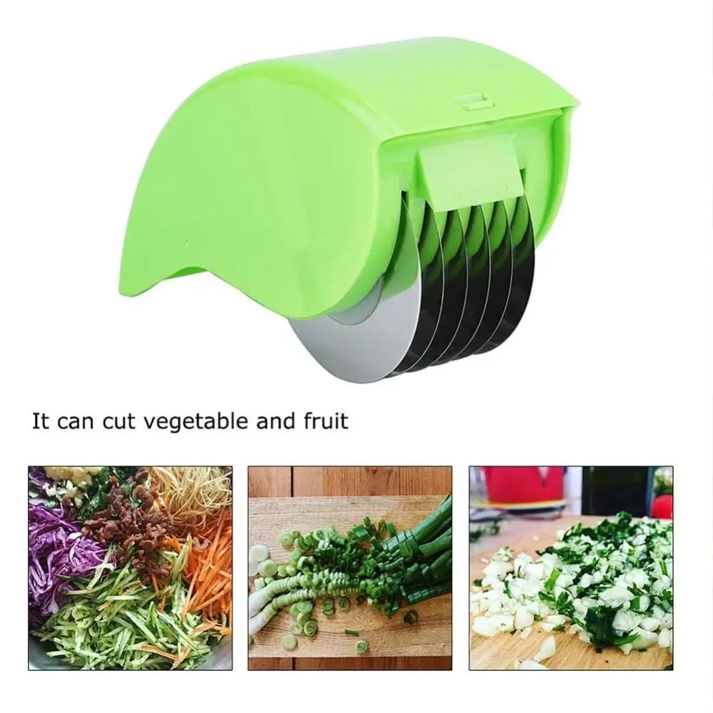 Parsley Chopper Roller Herb Roller Mincer Manual Vegetable Cutter with 6 Stainless Steel Blade Kitchen Vegetable Cutter Tool