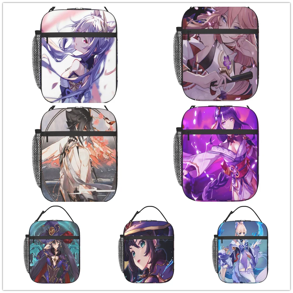 

Genshin Impact anime lunch bag Female Male Office Student bento Storage Insulated bag Fun thickened insulated bento bag