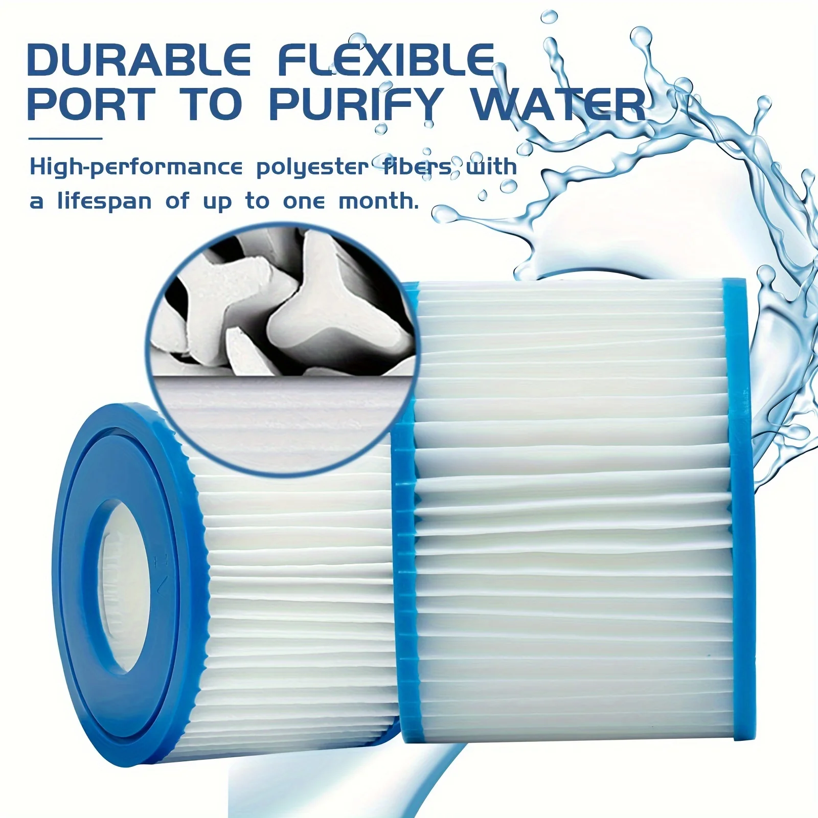 Tipo vi filtro de banheira de hidromassagem, substituição de filtro de piscina, extremidades de borracha macia, substituição de filtro de spa, filtro de piscina reutilizável para bestway