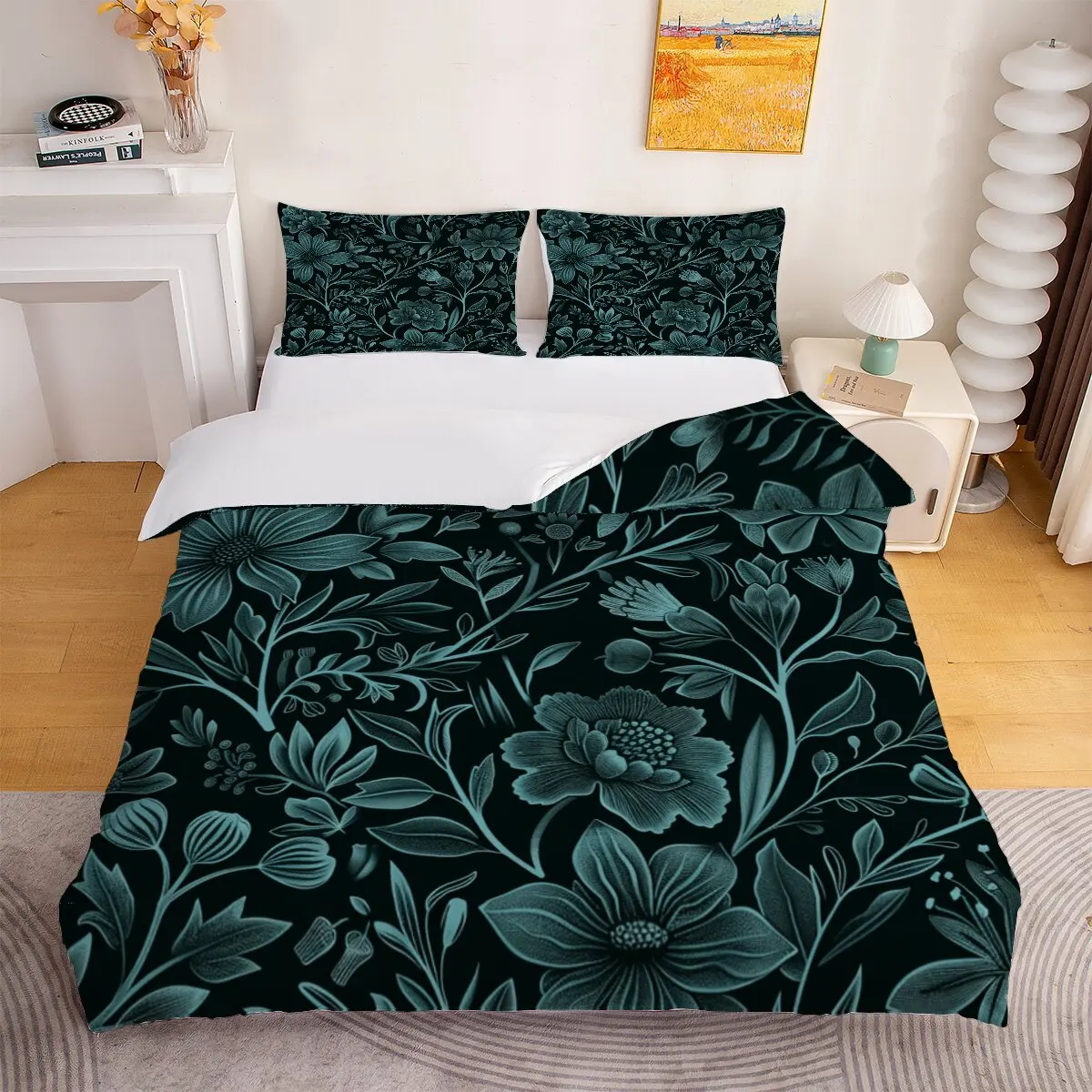 Floral pattern  Down comforter set large size  plant combination  1 duvet cover and 2 pillowcases (without blankets)