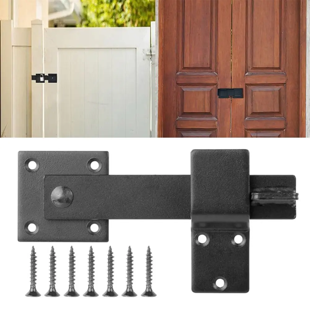 

Rustic Black Flip Gate Latch Carbon Steel 5.5 Inches Barn Door Lock Adjustable 360 Degree Rotation Safety Gate Lock Barn