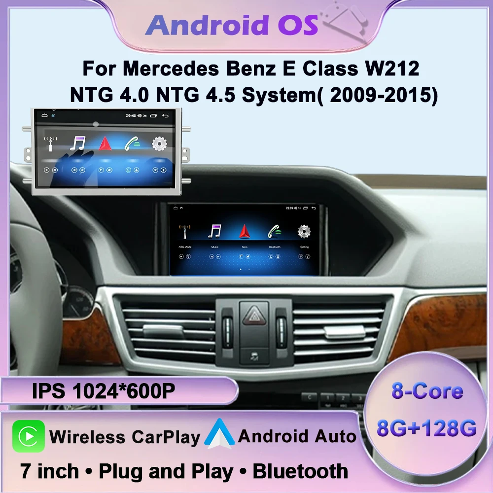 For Mercedes Benz E Class W212 NTG 4.0&NTG 4.5System 2009-2015 Android 16 Auto Wireless Carplay Car Radio Multimedia Video Tools