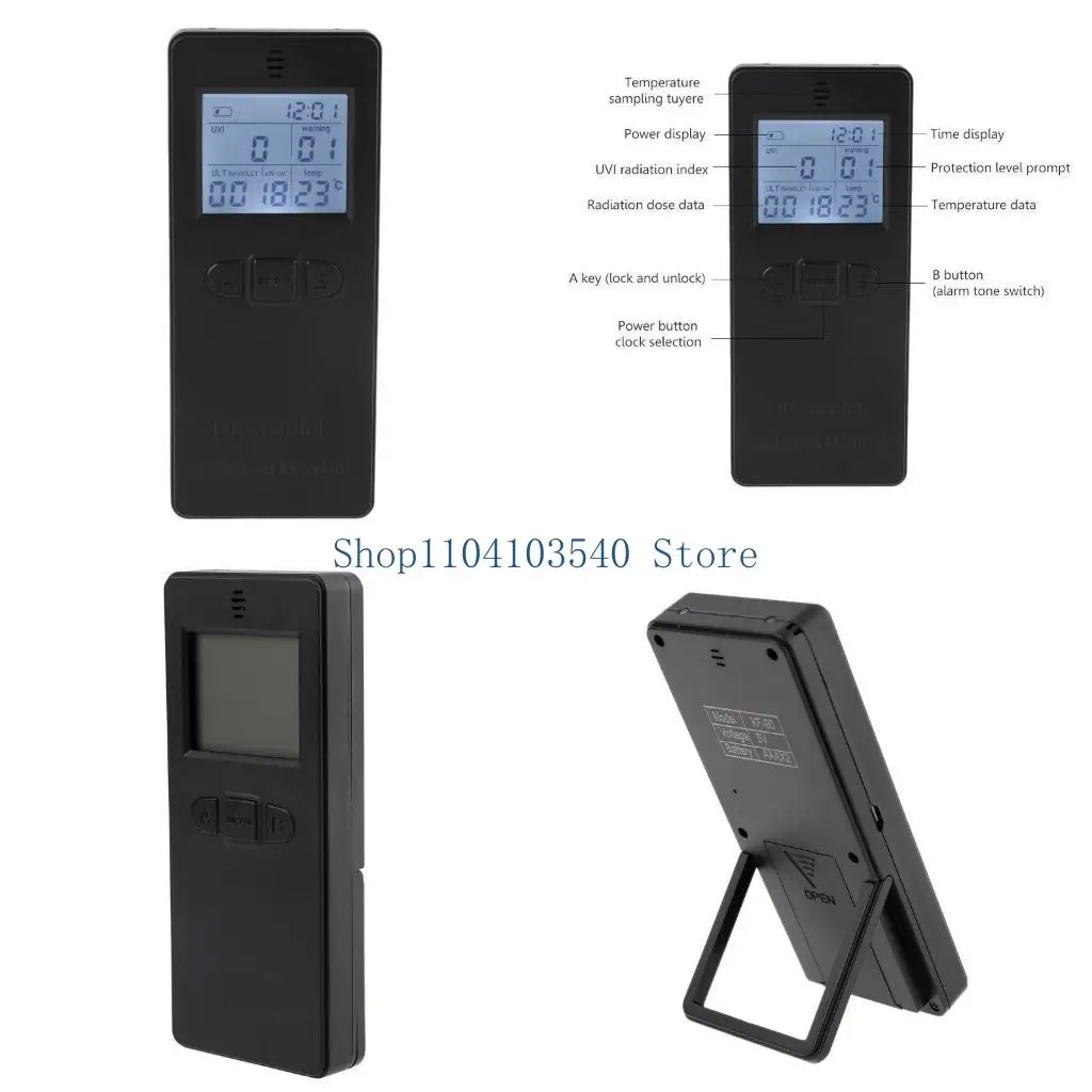 02DC Ultraviolet Radiation Detector UV UVI Meter Radiometer Tester with Thermometer