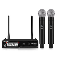 UHF Wireless Microphone System  VM302 With 2 Handheld Cordless Mic,80 Meters Distance For Church,Speech,Family Karaoke.