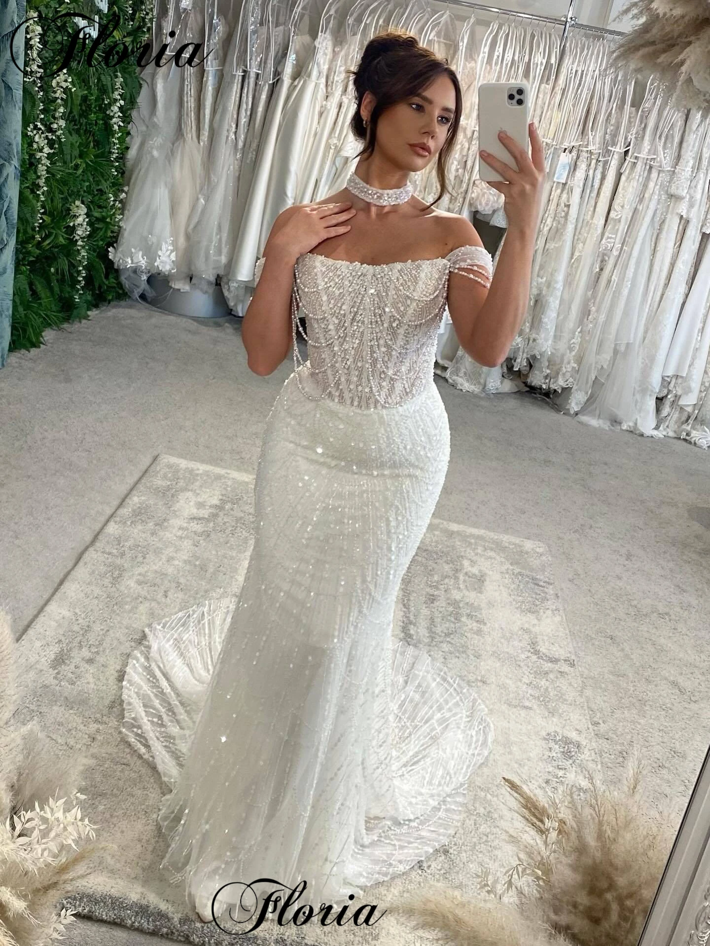 Two Pieces White Wedding Dresses Mermaid Backless Beaded Wedding Gowns For Women Garden Brides Dresses Vestido Blanco Customized