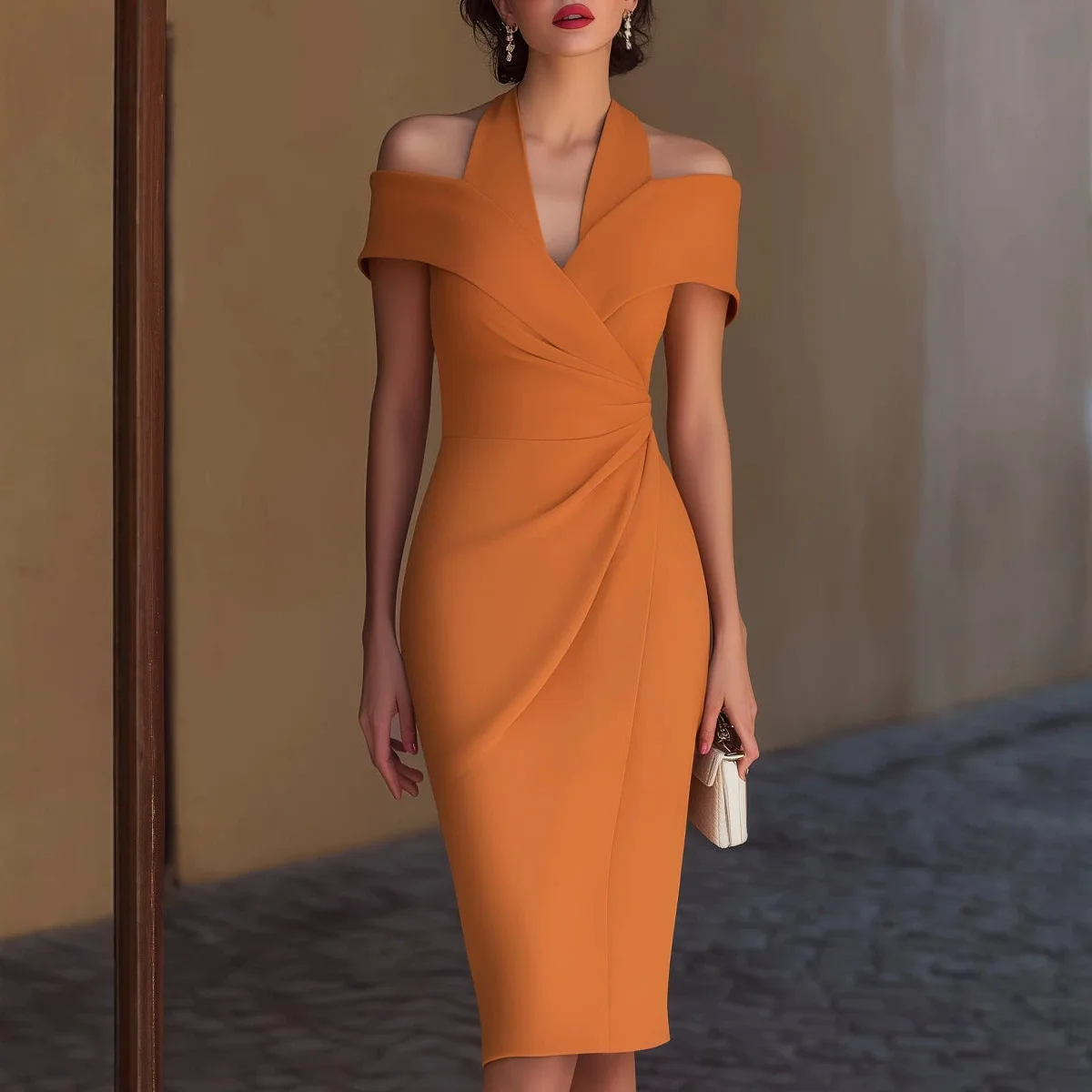 Elegant Hollow Neck Knot Dress Dresses Spring Summer Sexy Cutout Backless Ruched Bodycon Jumpsuit Playsuit Matching Set