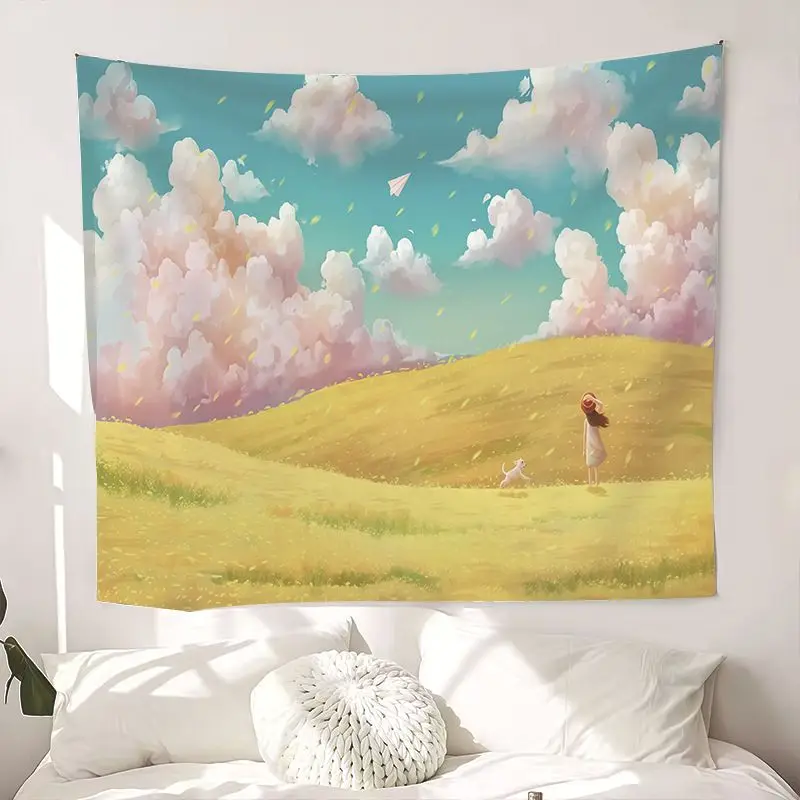 VIKAMA Meadow River Sheep Tapestry Wall Hanging, 6 Designs, Wall Decor for Bedroom Living Room Dorm
