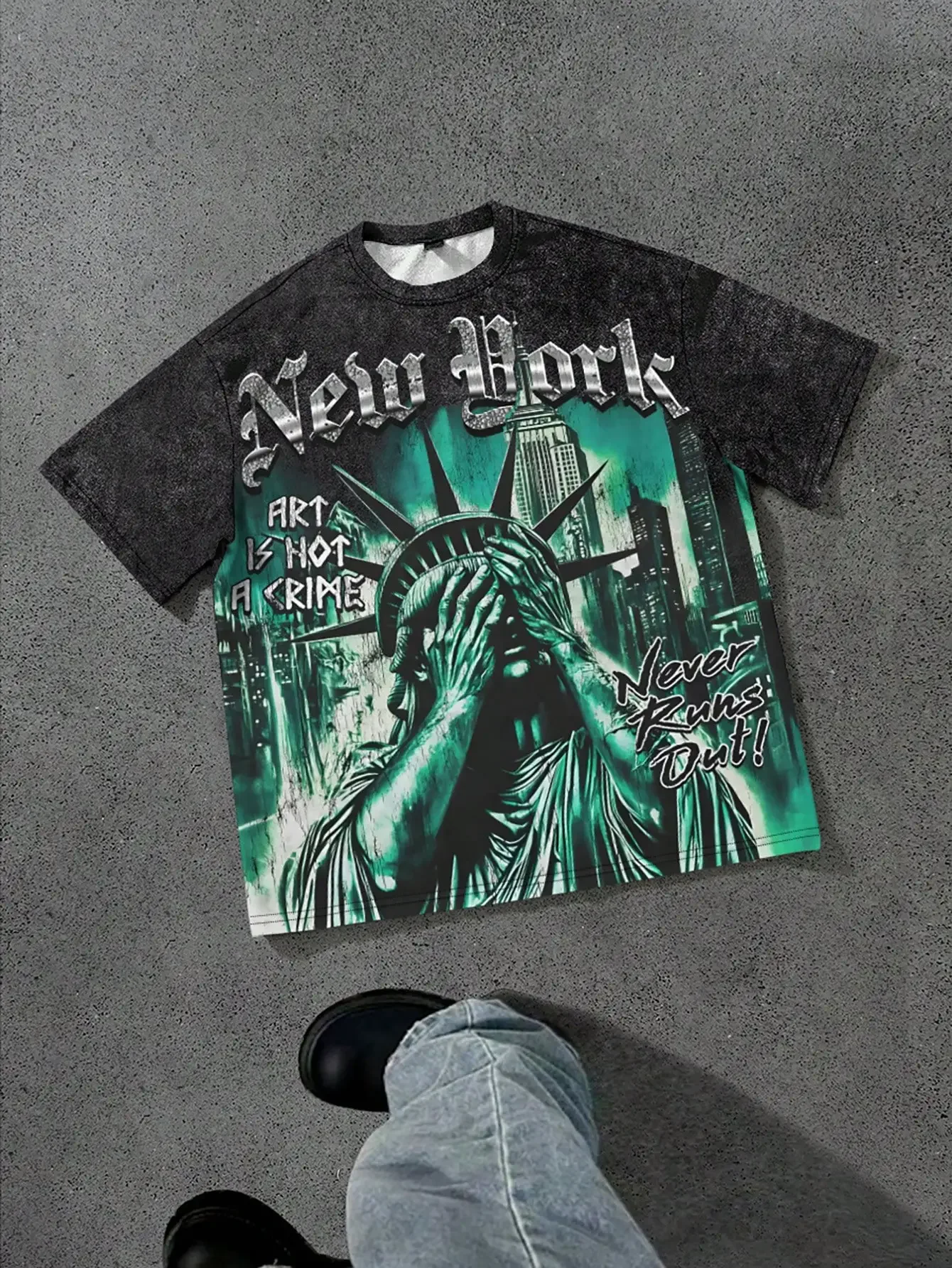 

PAVTROS Men's Letter Print Round Neck Casual Loose T-Shirt