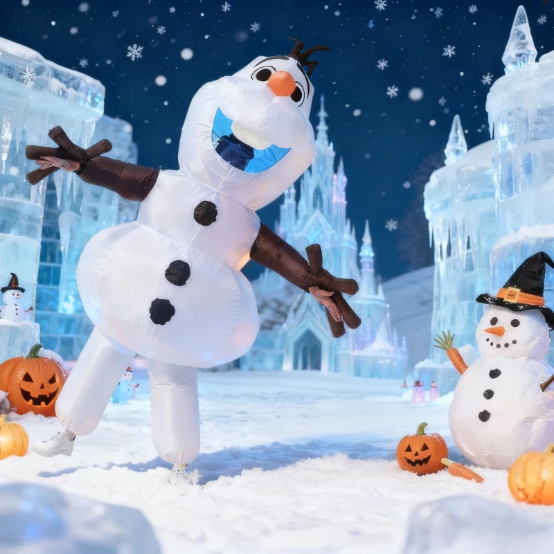 Inflatable Snowman Frozen Olaf Costume Funny Olaf Full Body Blow Up Outfit Halloween Christmas Party Cosplay Dress Up Prop