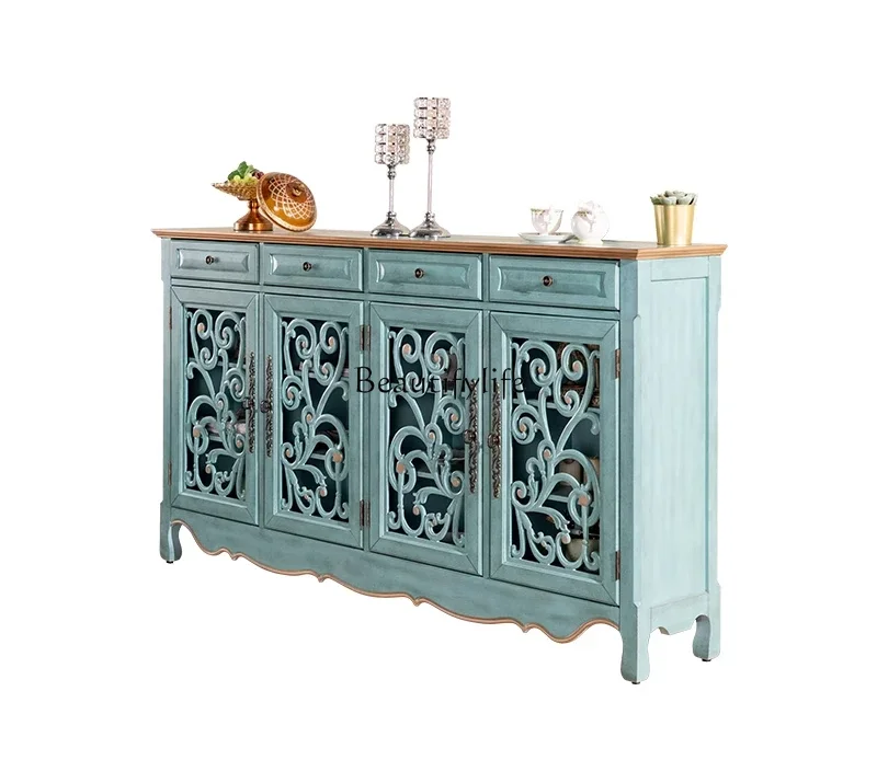 

FG17Four-door entrance cabinet Hollow flower home decoration integrated dining side cabinet against the wall