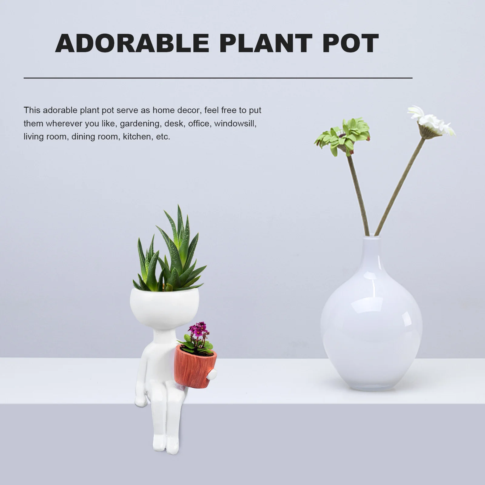 

Горшок для суккулентов, цветочный горшок из смолы, форма портрета, креативный дизайн, домашний сад, офис, настольный контейнер, декор, горшок для суккулентов