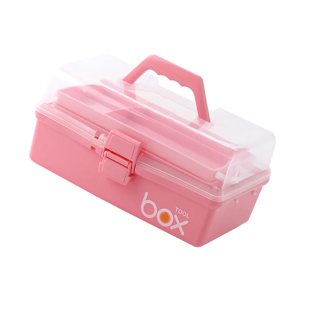 صندوق طبي للطوارئ متعدد الطبقات محمول باللون الوردي مقاس S حقيبة تخزين طبية خفيفة الوزن ومتينة للمنزل والمكتب في الهواء الطلق #2