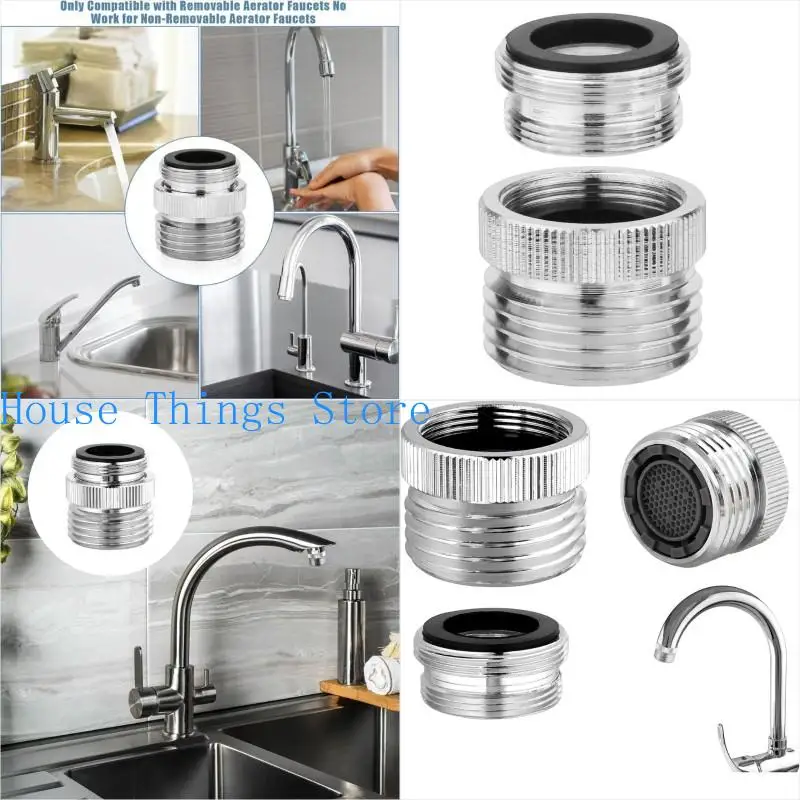 

652F Practical Sturdy Chrome Faucet Connectors for Sink to Garden Hose 3/4Inch Thread 2Pieces Bathroom Accessory Daily Use