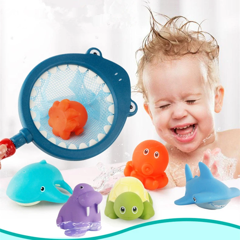 Baby Bath Toy Turtle Water Spray Net Outdoor Swimming Pool Beach Fishing Shark Children's Animal Squeeze Toy Floating Water Toy