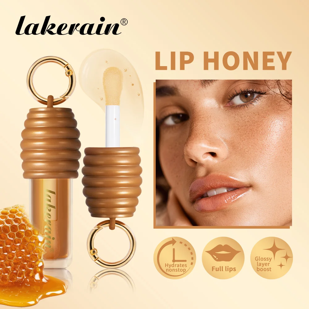 Lakerain-brillo de labios de miel, textura brillante hidratante de larga duración, ligero, no pegajoso, precioso acabado brillante, maquillaje de labios suave