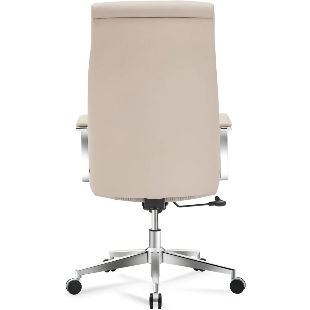 Modern Comfort Modee Vegan Leather High-Back Executive Office Chair, Sand/Chrome, BIFMA Compliant