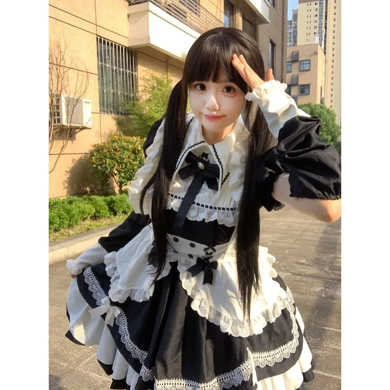

S -5XL Luxury Sweet Cute Lolita Detachable Sleeves Maid Dress Cosplay Costume Girl Woman Maid Party Live Performance Costumes