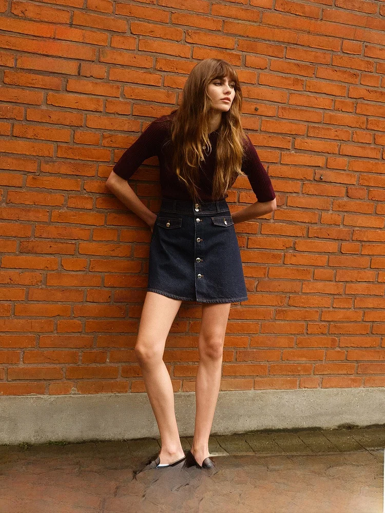

H&M Summer New Women's A-Line Denim Skirt Casual High Waist Cotton Daily Standard Fit 1303732