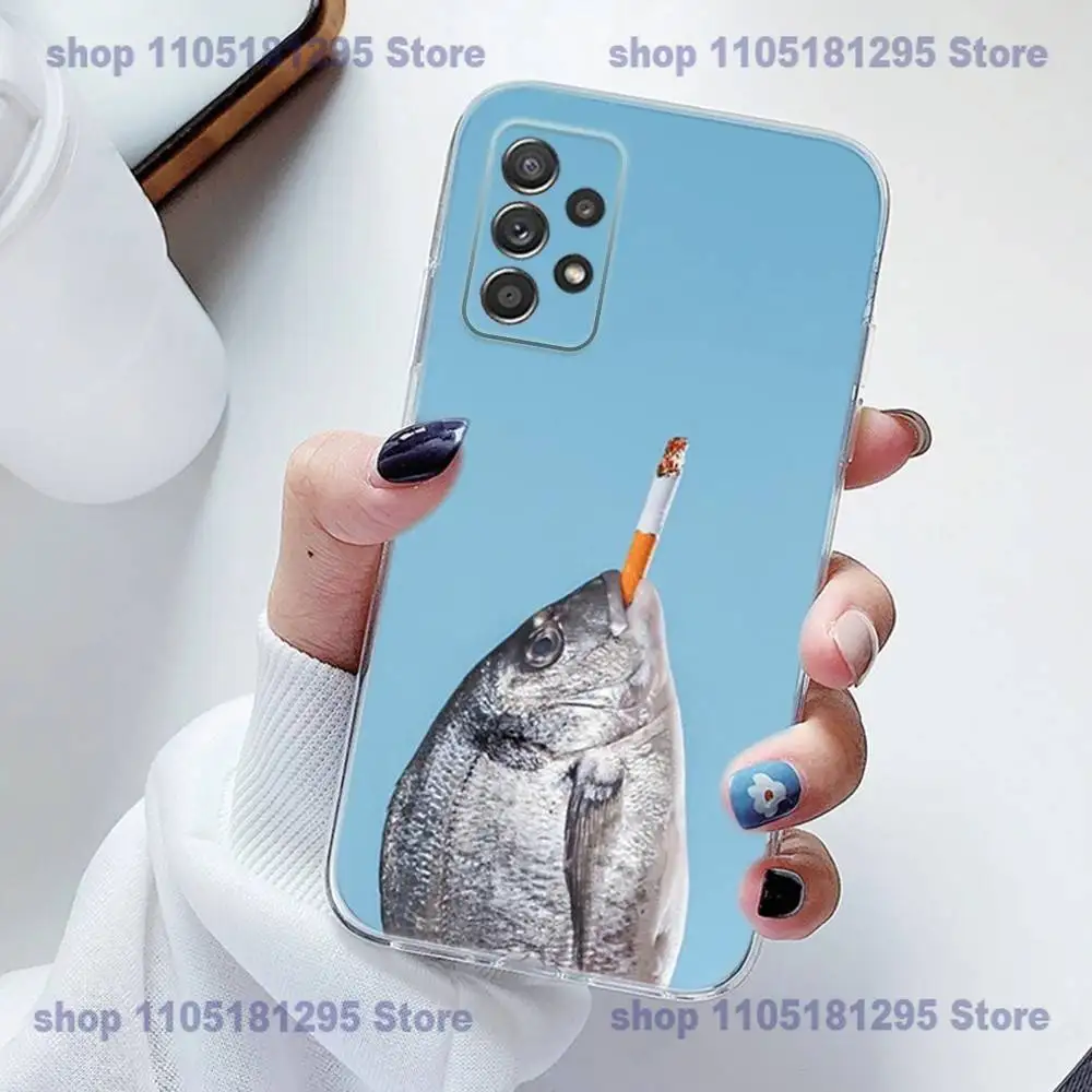 حافظة هاتف Sardines المعلبة من السيليكون لهاتف Samsung S23,21,22,20 FE lite,S10,9,PIus,A70,ناعمة وشفافة