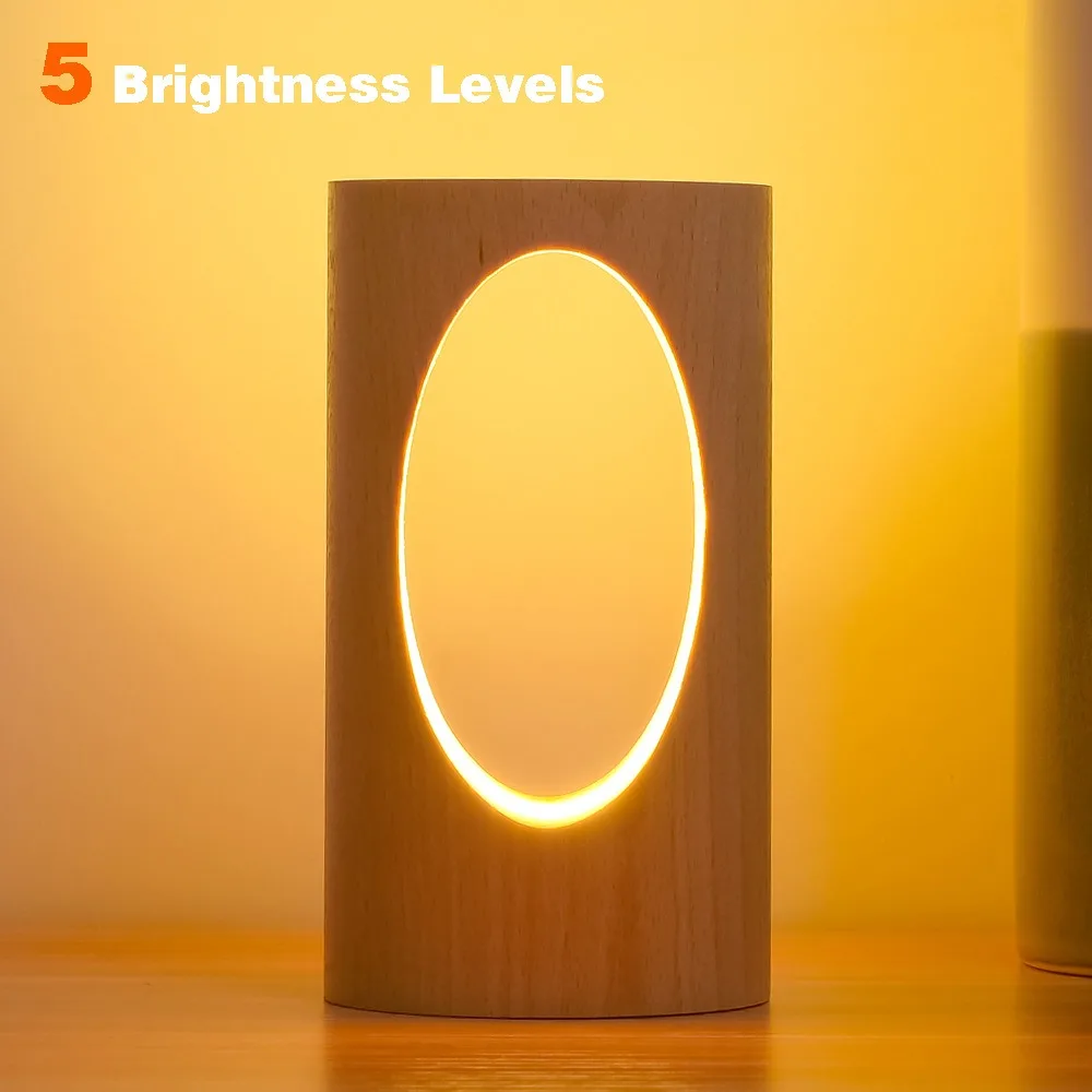 Smart solid wood led night light creative gift new unique USB adjustable table Lantern gift Soft lighting and warm light