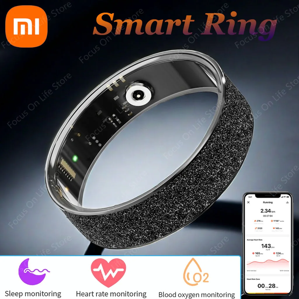 Xiaomi Smart Ring Military Grade Titanium Steel Shell Health Monitoring IP68 & 5ATM Waterproof Multi-sport Modes Men Women Ring