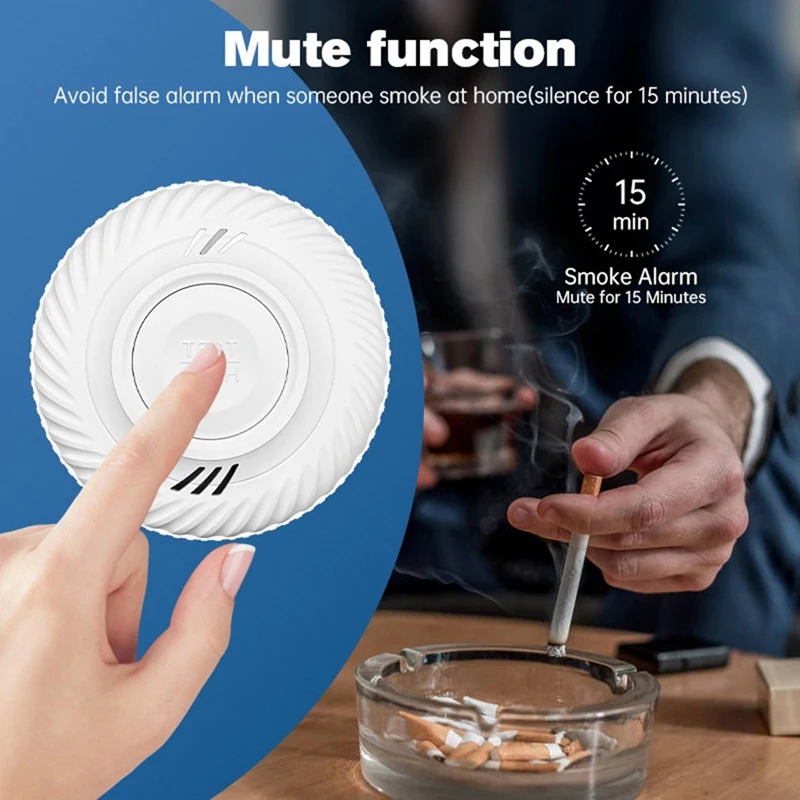 Rilevatore di fumo con batteria incorporata da 10 anni Funzione Wifi Tuya Smart Home Parlor Camera dei bambini Cucina Negozio Sensore di allarme