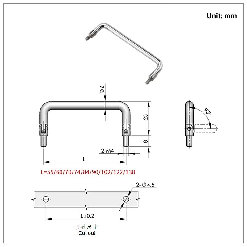 External Thread Folding Iron Small Handle Mobile Phone Box Equipment Drawer Cabinet Small Handle