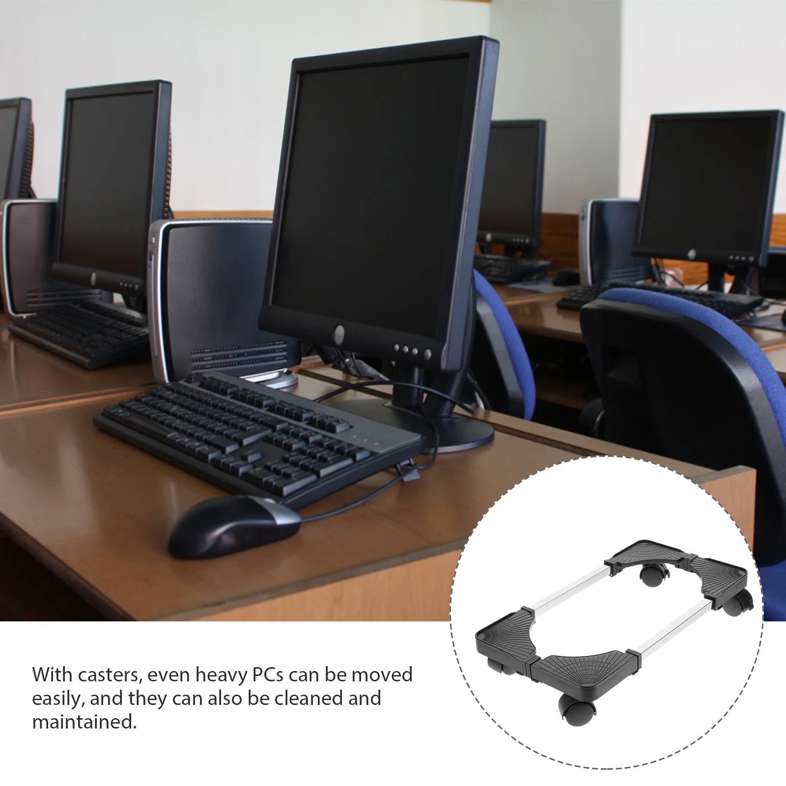 

Computer Tower Stand 40Kg Load Capacity With Casters For Under Desk Pc Gaming Accessories Rolling Floor Stand