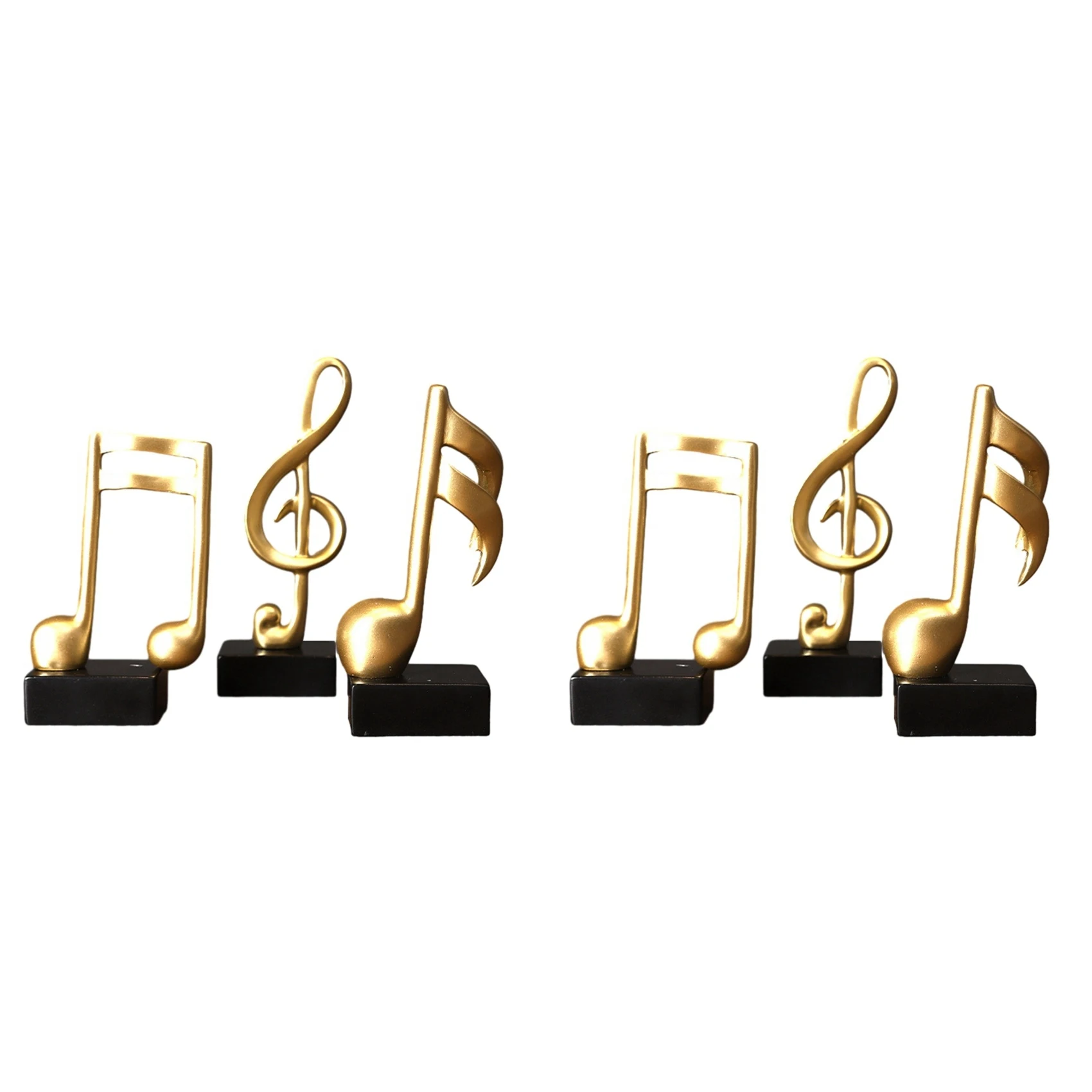 【LAST CHANCE】6X Music Note Decor Musical Sculpture Statue Resin Music Note Figurine For Home Piano Gifts Resin Ornaments