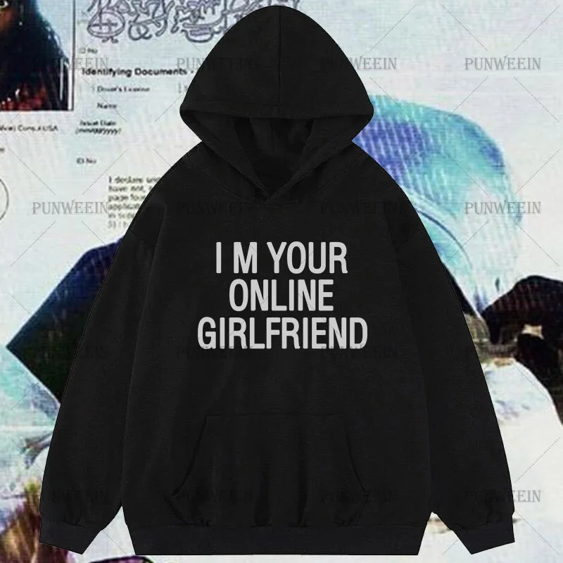 Goth Letter Print Hoodies Women Harajuku Loose Long sleeved Pulllover Vintage Punk Sweatshirt Casual Hoody Anime Y2K Clothes