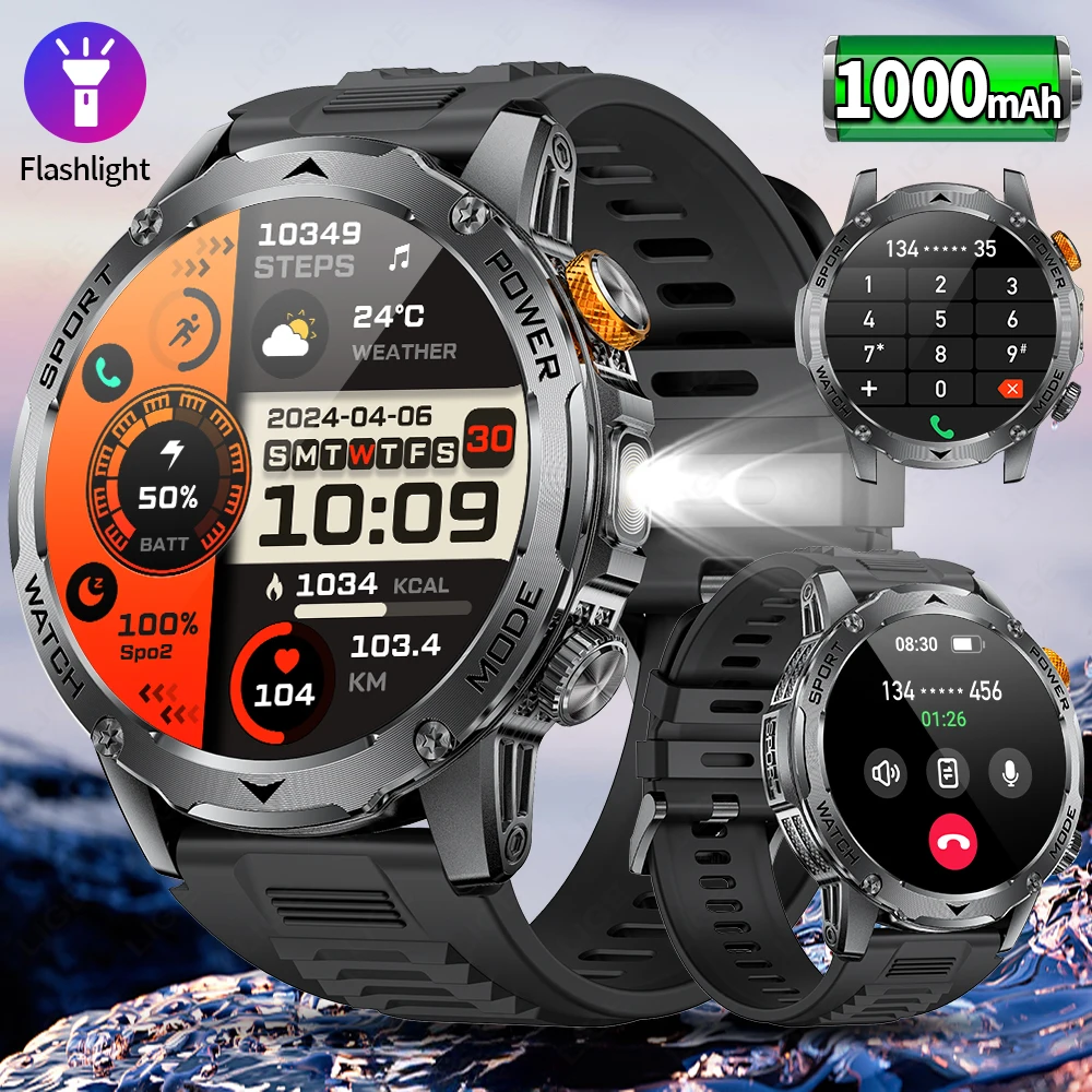 

LIGE 1000 mAh Smart Watch 1.7 Inch Screen Bluetooth Call Voice Assistant Watch Sports Fitness IP68 Waterproof Smartwatch For Men