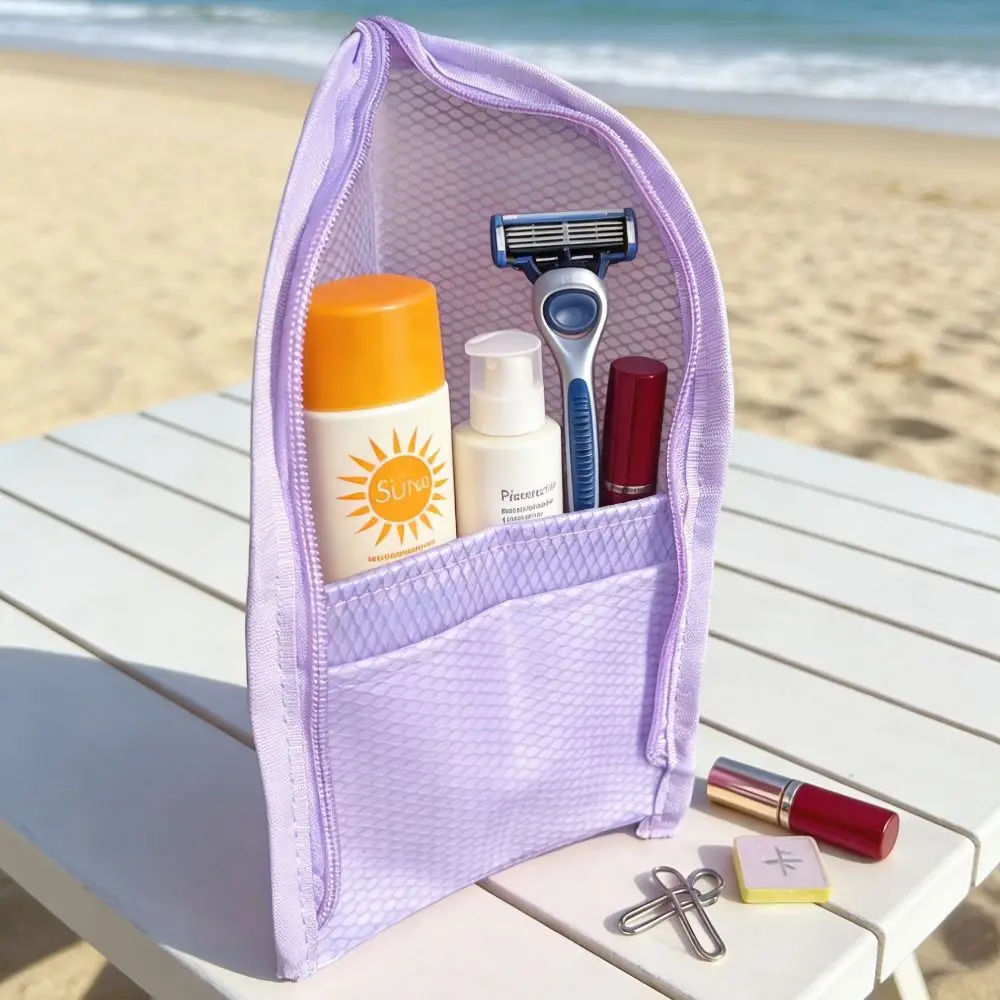 Large Capacity PVC Cosmetic Bag Vertical Design Waterproof Toothbrush Toiletry Pouch Stand Up Space Saving