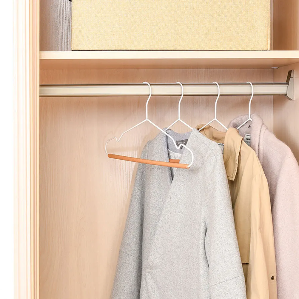 

5Pcs Clothing Hanger Strong Wood Iron Clothes Drying Rack Home Supplies Simple Design No Slip for Jackets and Shirts