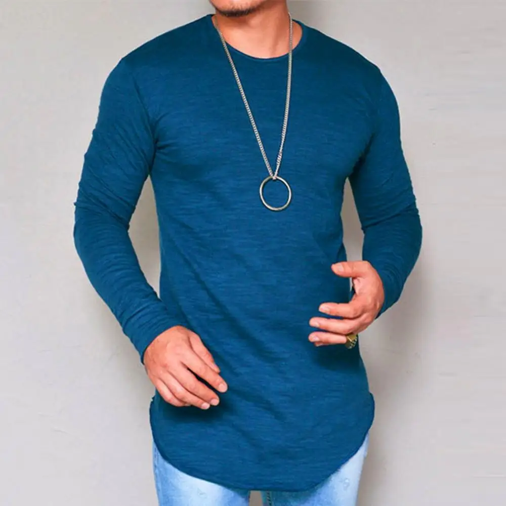 Men Cotton Thin T-shirt Autumn O Neck Long Sleeve Bottoming Top Street Men Long Sleeved T-shirt Casual Slim Fit Cotton Pullover